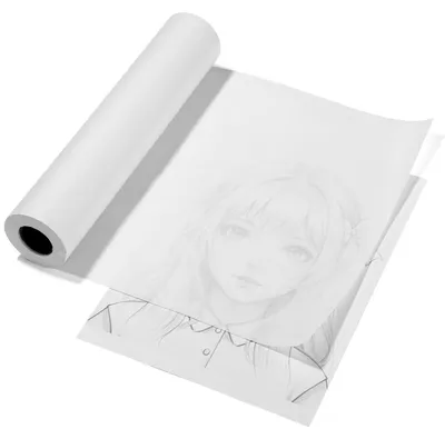 Imagen del producto de Rollo de papel transparente, 30 cm x 50 m, 26 g/m², ideal para dibujar y manualidades