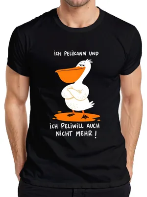 Productafbeelding van "Ich Pelikann" en "Ich Peliwill" - sarcastisch heren T-shirt, zwart, maat M