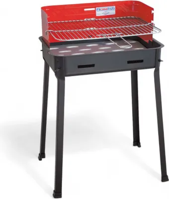 Immagine prodotto di Barbecue a carbonella medio 45x30x85h in acciaio verniciato con griglia regolabile cromata e paravento resistente