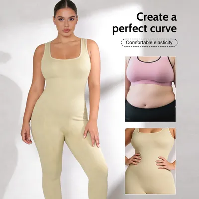 Produktbild von Body Shaper Damen Bauchweg Shapewear Stark Formend Full Miederbody Shaping Bodysuit-Beige-4XL