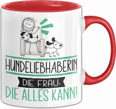 Produktbild von Hundeliebhaberin Geschenk Tasse Becher Die Frau Die Allen Kann Geschenkidee für eine Hundeliebhaberin Lustig (Rot)