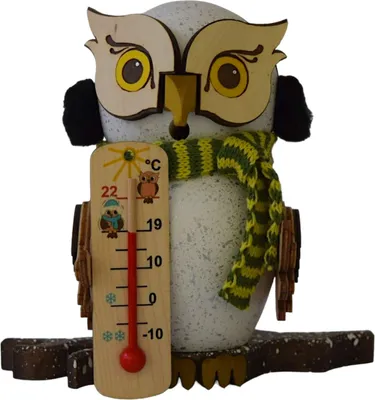 Produktbild von Kuhnert Räuchermännchen Räucherfigur Eule mit Thermometer 15 cm - Echt Erzgeb.