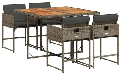 Immagine prodotto di vidaXL Set da pranzo da giardino in 5 pezzi con cuscini in rattan grigio