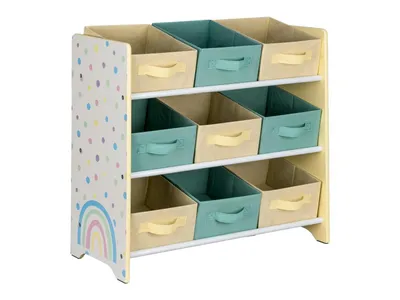 Immagine prodotto di Scaffale per bambini 9 scatole di giocattoli organizzatore stanza dei bambini scaffale di stoccaggio scaffale arcobaleno / giallo NUOVO
