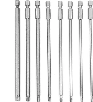Produktbild von 8-teiliges Set mit 150 mm langen, 6,35 mm (1/4") Sechskantschaft-Torx-Schraubendrehern (T8-T40) aus S2-Stahl mit magnetischem Kopf