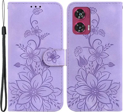 Produktbild von Motorola Edge 50 Fusion Hülle - Coverup Blumen Klapphülle - Lavendel