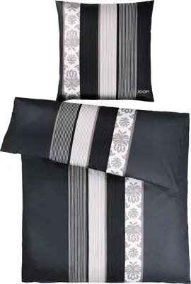 Produktbild von Joop! Bettwäsche Ornament Stripe" schwarz 1x 155x220 cm + 1x 80x80 cm"
