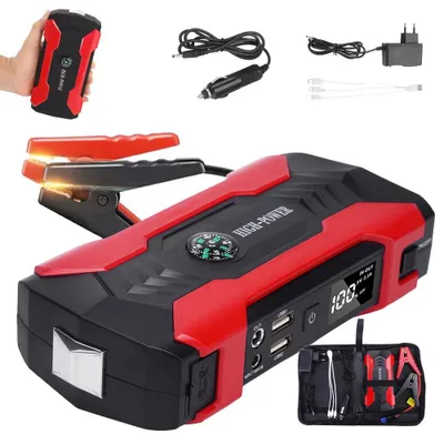 Productafbeelding van Jumpstarter, powerbank, 28000mAh/800A, startbooster voor auto's, noodstartkabel, compact, autostarthulp, USB-oplaadbaar, startkabels