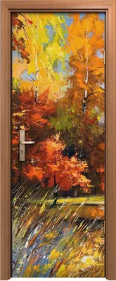 Produktbild von Türposter 70x200 cm Türaufkleber Türtapete Türfolie Klebefolie Herbst Landschaft am Fluss ufer