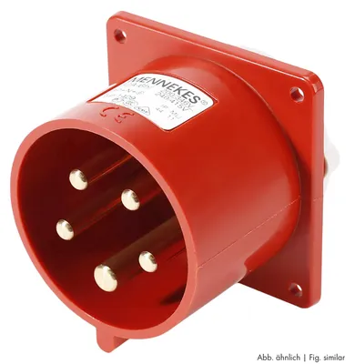 Produktbild von Mennekes CEE, 5-pol , Kunststoff-, Schraubkontakt-Einbaustecker, vernickelte(r) Kontakt(e), gerade, max. 16 mm², rot