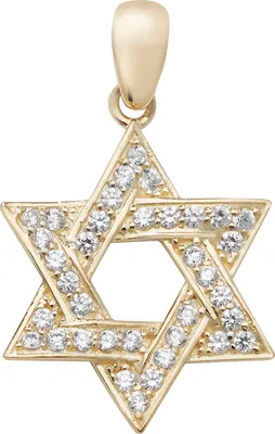 Productafbeelding van Davidster voor dames, goud 375/1000 met zirconiumoxide - 30mm * 18mm; TRS10748