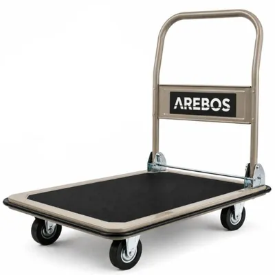 Obrázek produktu pro Skládací přepravní vozík, protiskluzový povrch, nosnost až 300 kg, černo/krémový