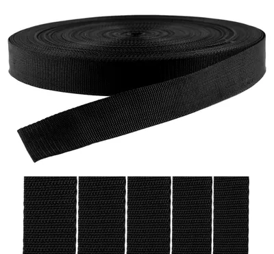50m PP Gurtband, Polyester, 1,3mm stark, schwarz 30mm