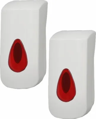 Produktbild von 2 PlastiQline Sprühspender - 400 ml - Kunststoff - weiß - Desinfektionsspender - rot