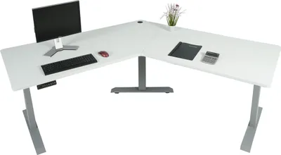 Produktbild von Schreibtisch HWC-D40, Computertisch, 120° elektrisch höhenverstellbar  weiß, grau