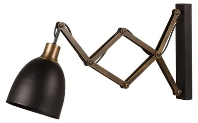 Image de Applique murale Lampe Métal Noir et Vintage - 15 x 62 cm - Douille E27 - Style Industriel