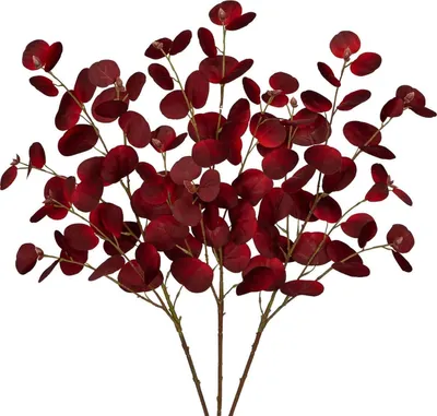 Produktbild von 3er Set Künstliche Eukalyptus Zweige 81CM Kunstpflanze Dunkelrote Blätter