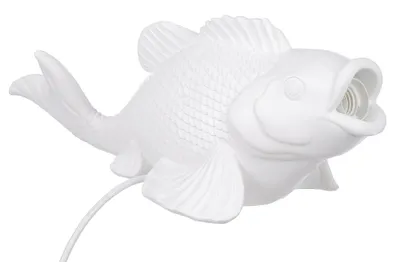 Image de Lampe de table Gilde, modèle "Poisson", "Koi", résine, blanc, emballage de 1 pièce, L. 18,5 cm, l. 51,5 cm, H. 17,5 cm, référence : 52875, code EAN : 4063387528754