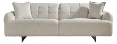 Produktbild von Sofa Dreisitzer 3 Sitzer Polstersofa Stoff Polyester Couch Modern Weiß