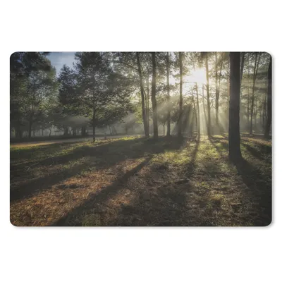 Produktbild von MuchoWow® Schreibtischunterlage Wald - Sonne - Nebel 60x40 cm - XXL Mauspad - Großes Mauspad