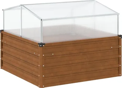 Image de vidaXL Lit surélevé avec serre acier corten
