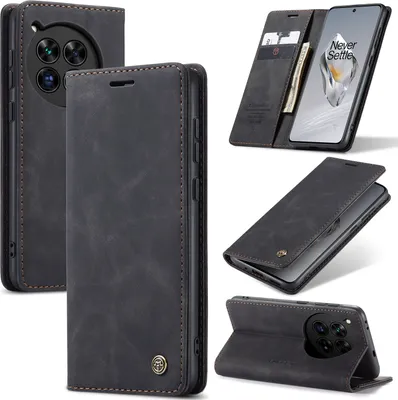 Produktbild von OnePlus 12 Hülle, Retro Kunstledertasche mit Standfunktion Schutzhülle für OnePlus 12 Schwarz