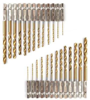 Imagen del producto de Juego de brocas de 26 piezas, con revestimiento de titanio, de 1,5 a 6,5 mm, para madera y metal