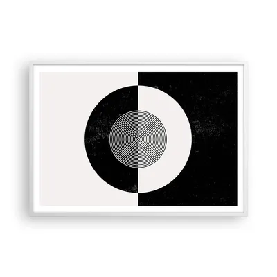 Produktbild von Gerahmtes Poster - Weißer Rahmen - Abstraktion Rad Schwarz und Weiß - 100x70 cm - Wand Bild - Wanddeko - Wandbilder - Wandposter - Bilderrahmen - Bilder - Kunstdruck - Wandbild - P2WAA100x70-4316