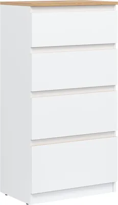 Obrázek produktu pro Komoda 54,5x105x35 cm REMI RM04 Komoda se 4 zásuvkami Bílá/dub Evokace