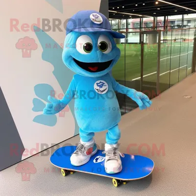 Obrázok produktu pre Postava maskota REDBROKOLY: modrý skateboard s vestou a členkovými ortézami