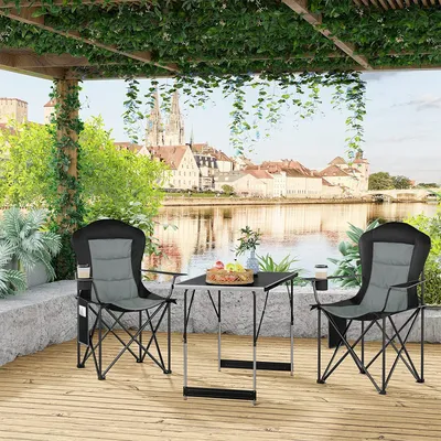 Produktbild von WOLTU Campingstuhl Faltbar 2er Set, Leichter Klappstuhl, Angelstuhl Gartenstuhl Regiestuhl klappbar, für Outdoor Camping Strand Terrasse Grillen Angeln Picknick, Schwarz + Dunkelgrau