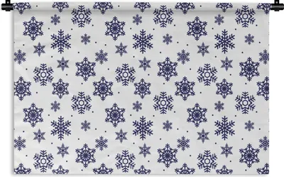 Produktbild von MuchoWow® Wandteppich Wandbehang Schneeflocke - Winter - Muster 120x80 cm Tapisserie Dekoration Wandtuch - Wanddekorationen - Wandtücher