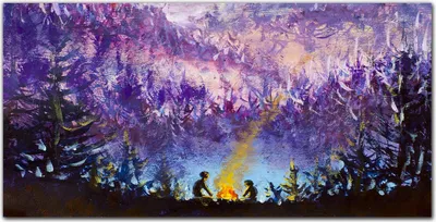 Produktbild von Coloray Bild aus Leinwand 100x50 Leinwand Dekoration - Kamin Wald