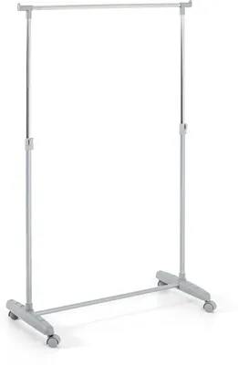 Obrázek produktu pro HAKU Věšák na kolečkách, chrom, šedý – plast, kov, šířka/výška/hloubka: 81 × 96–160 × 39 cm