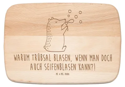 Produktbild von Mr. & Mrs. Panda Frühstücksbrettchen Bär Seifenblasen - Transparent - Geschenk, massivholzbrett, Küchenbrett, Frühstücksbrett, Schneidebrett, Teddy, Holzbrett