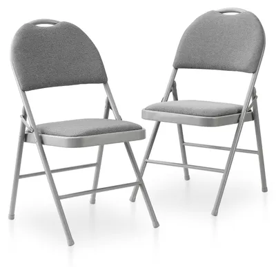 Klappstuhl gepolstert, 2er Set, Grau, Stoff, klappbar