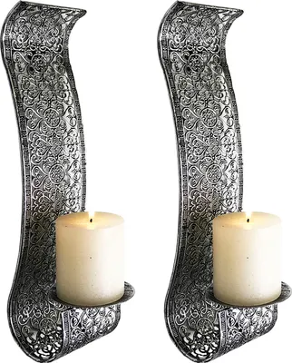 Produktbild von Design Wandkerzenhalter aus Metall für Stumpenkerzen und Teelichter
