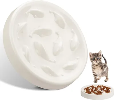 Produktbild von Langsame Futterautomaten aus Keramik, 16 x 16 cm, für feuchtes Katzenfutter. Langsame Futterautomaten für Katzen in Pastellfarben. Langsame Futterautomaten für Katzen
