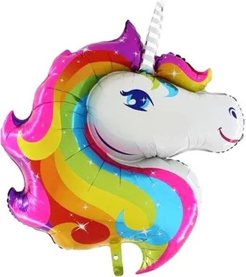 Immagine prodotto di Palloncino in foil - Testa di unicorno - Unicorno - Colorato - 110 cm - Grabo