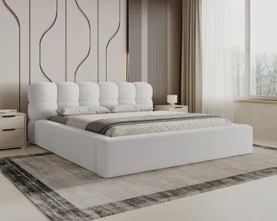 Obrázek produktu pro Chilly Möbel Design Postel Milan - Komfortní čalouněná postel s úložným prostorem, kovovým rámem a čelem 180x200 cm / Bouclé / Bílá