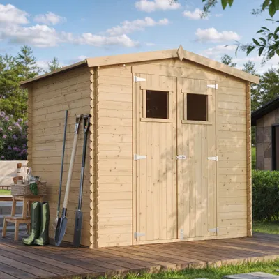 Produktbild von TIMBELA M369+M369G Holz Gartenhaus 4,33 m² – Geräteschuppen mit 19 mm Wänden, imprägniertem Holzboden und Doppeltür