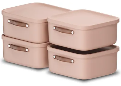 Produktbild von Rotho 4er-Set Aufbewahrungsbox 20 L Maloja - Kunststoffbox mit Deckel - Stapelbox 39,5 x 38,0 x 17,7 cm - Plastikbox Ordnungsbox Allzweckkiste
