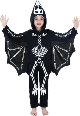 Imagen del producto de Disfraz de murciélago para niños, que brilla en la oscuridad, talla L, para niños de 7 a 9 años, color