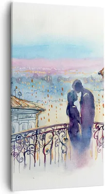 Produktbild von Bild auf Leinwand - Leinwandbild - Paar Liebe Stadt Brücke - 55x100cm - Wand Bild - Wanddeko - Leinwanddruck - Bilder - Kunstdruck - Wanddekoration - Leinwand bilder - Wandkunst - PA55x100-2998