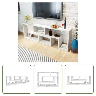 Image de The Living Store Meuble TV double en L blanc