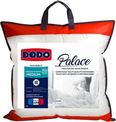 Zdjęcie produktu dla Poduszka DODO Percale Anti-Acariens PALACE, 65 x 65 cm, Komfort Medium
