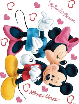 Zdjęcie produktu dla Disney Naklejka na ścianę Myszka Minnie i Miki różowym,czerwonym,żółtymIniebieskim - 600200 - 65 x 85 cm