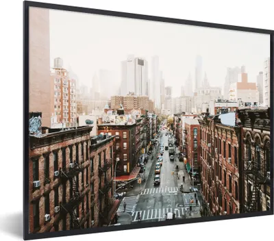 Produktbild von MuchoWow® MuchoWow® Gerahmtes Poster New York - Skyline - Manhattan 40x30 cm - Poster mit zchwarzem Bilderrahmen - Kunstposter - Wanddekorationen
