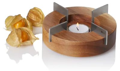 Produktbild von AdHoc Stövchen und Speisenwärmer Tuto, Akazienholz/Edelstahl, D: 14,5 cm, H: 5,5 cm