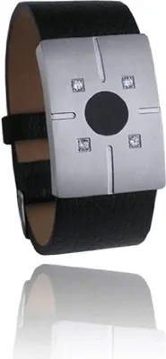 Produktbild von Karisma Lederarmband mit Edelstahl Und 4 Zirkonia Steine PVD Herrenschmuck- 3 cm Breite